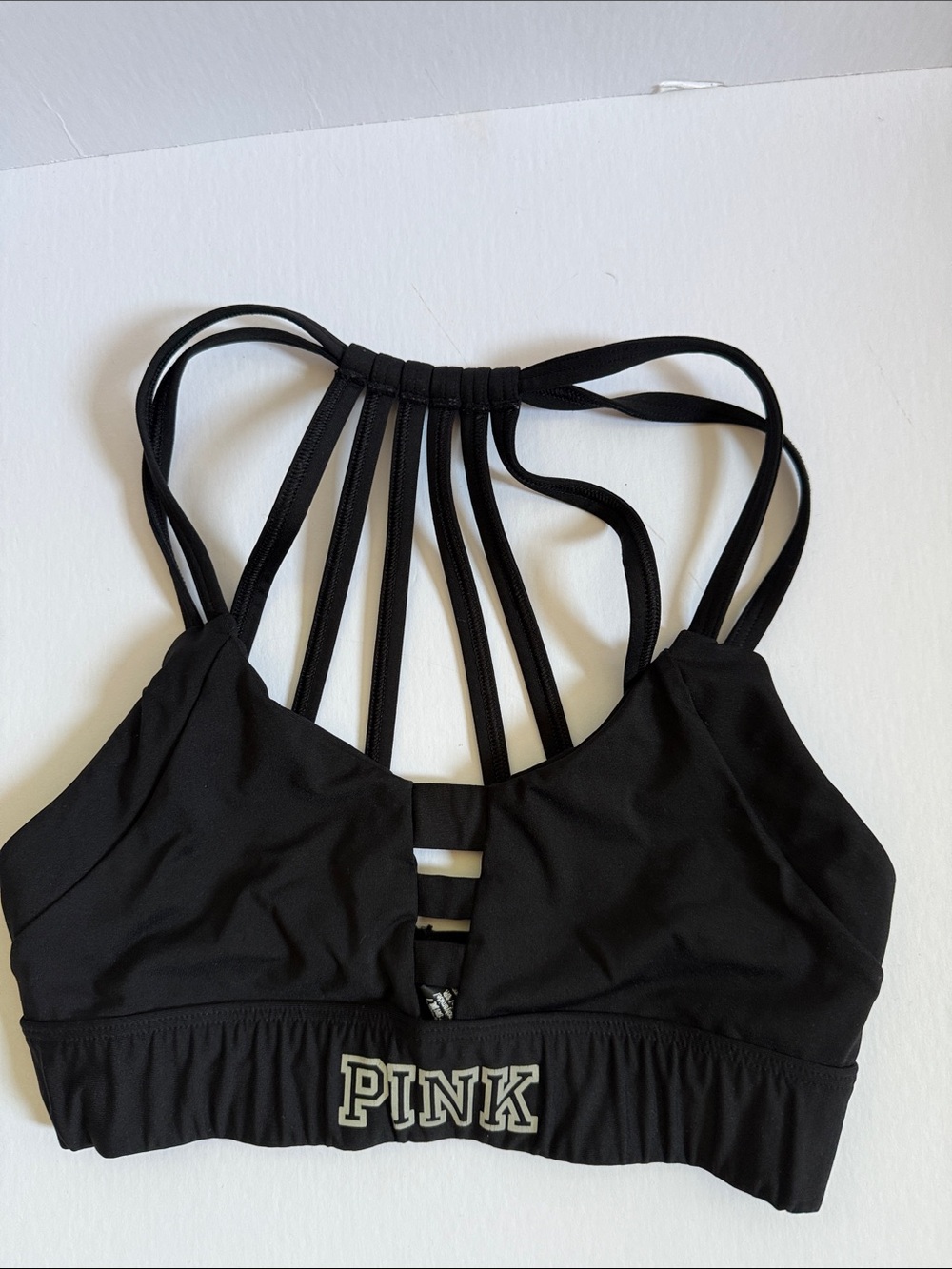 PINK Black Strappy Sports Bra XS